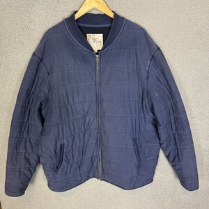 32‎ Bar Blues Jacket Men XXL Blue Quilted Bomber Insulated Puff Full Zip